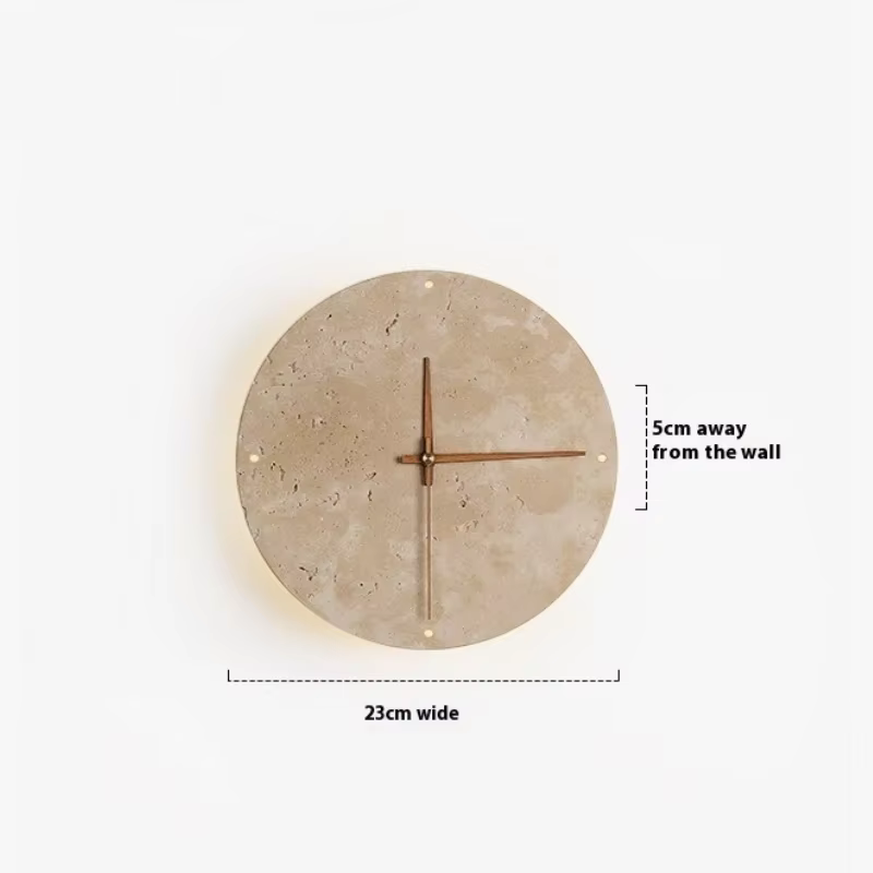 Horloge créative moderne, lampe murale Wabi Sabi pour salon, lampe murale nordique simple en travert