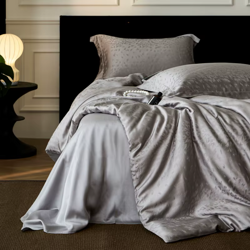 Parure de lit nordique en soie, ensemble de housse de couette de luxe en Lyocell, draps plats, 2 tai