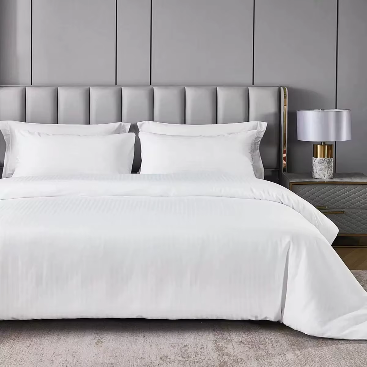 Ensemble de housse de couette en satin blanc 3 pièces, 1 housse de couette + 2 taies d'oreiller, san