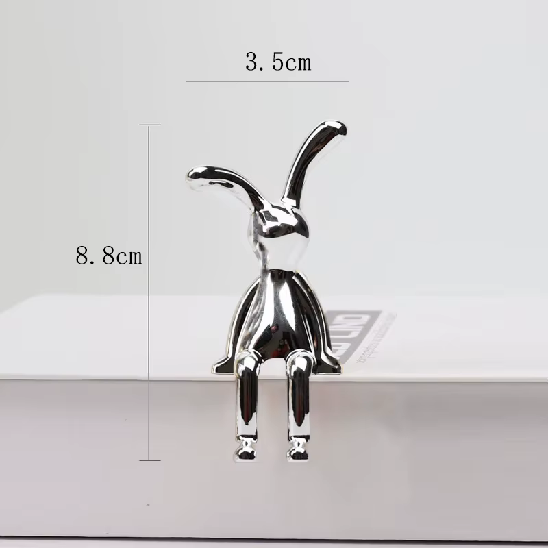 Double Statue de lapin à longues oreilles, accessoires de décoration de dessin animé, salon, chambre