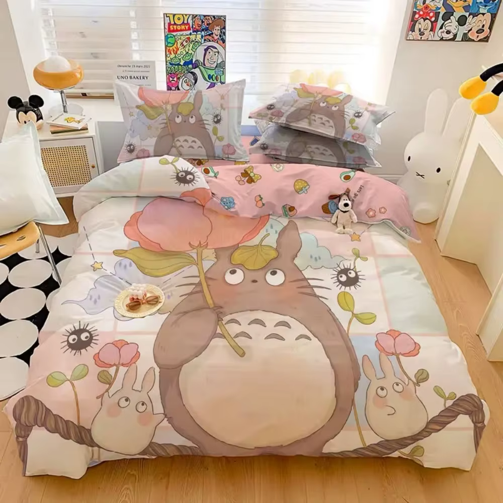 Nouveau Anime Totoro ensemble de literie housse de couette ensemble de lit housse de couette taie d'