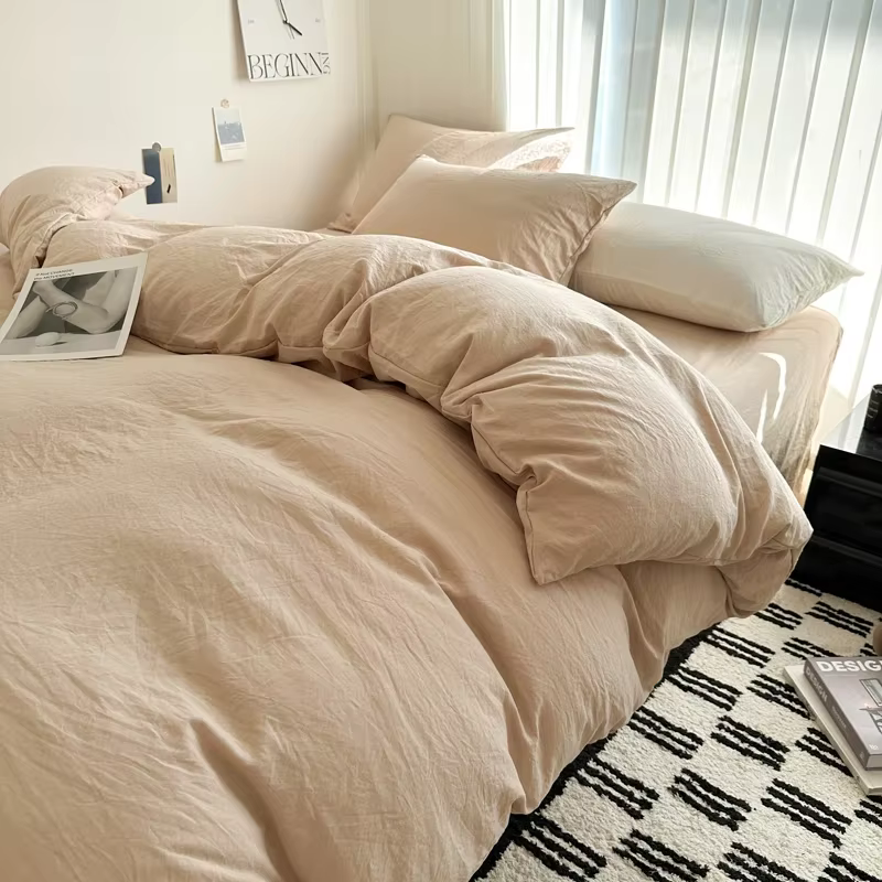 Ensemble de literie en coton massif, linge de lit avec drap, housse de couette, taies d'oreiller, dr