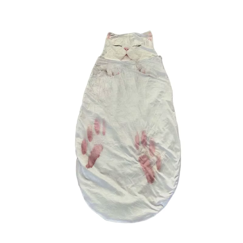 Sac de couchage géant en peluche pour adulte, motif chat mignon, confortable, doux et chaud, couvert