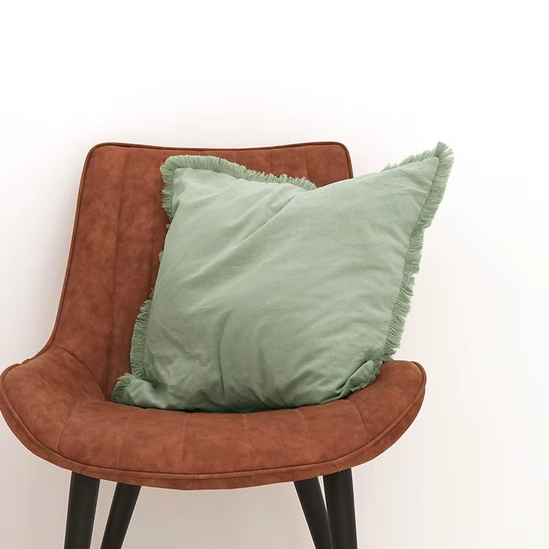 Housse De coussin vert clair avec glands, taie d'oreiller décorative pour canapé, salon, décoration 