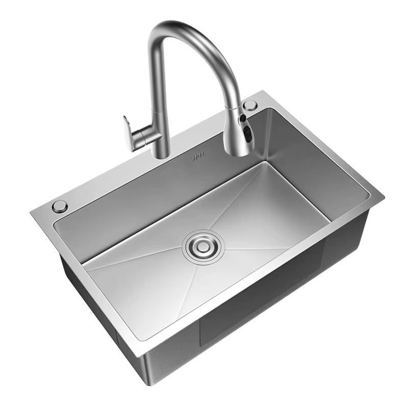 Évier allemand en argent, grand évier simple, bassin à légumes, évier de cuisine épais en acier inox