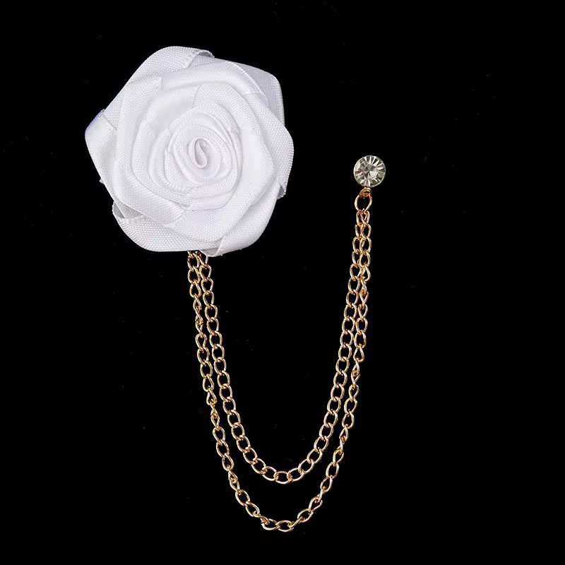 Broche de fleur de rose faite à la main, boutonnière de mariée, corsage de mariage, gril, insigne d'