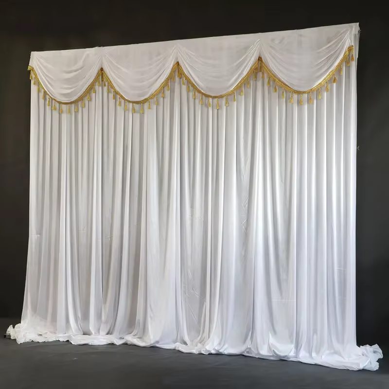 Rideau fin de scène pour salon, tissu de fond noir et blanc, décor de mariage d'hôtel, cantonnière e