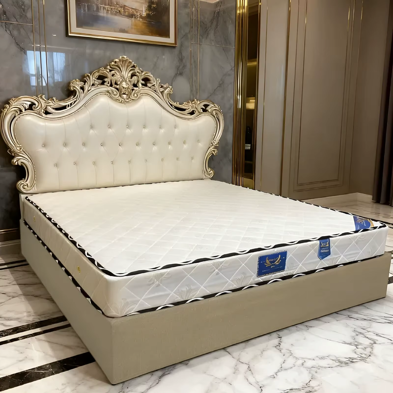 Jupe de lit en tissu de lin épais et confortable de haute qualité, couverture de cadre de lit avec c