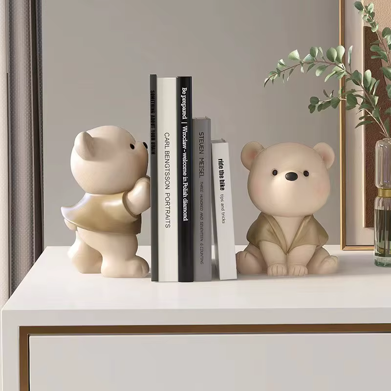 Figurine de fin de livre d'ours, style crème, petites décorations mignonnes, salon, couloir, cave à 