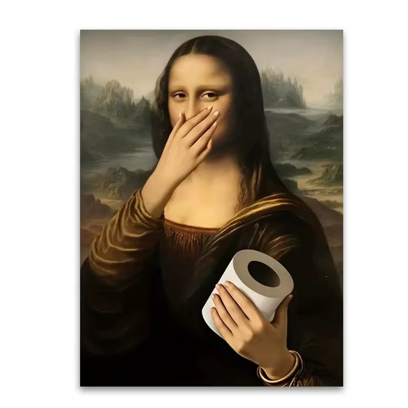 Impression humoristique d'affiche sur toile de salle de bain, Art mural sur toile de papier toilette