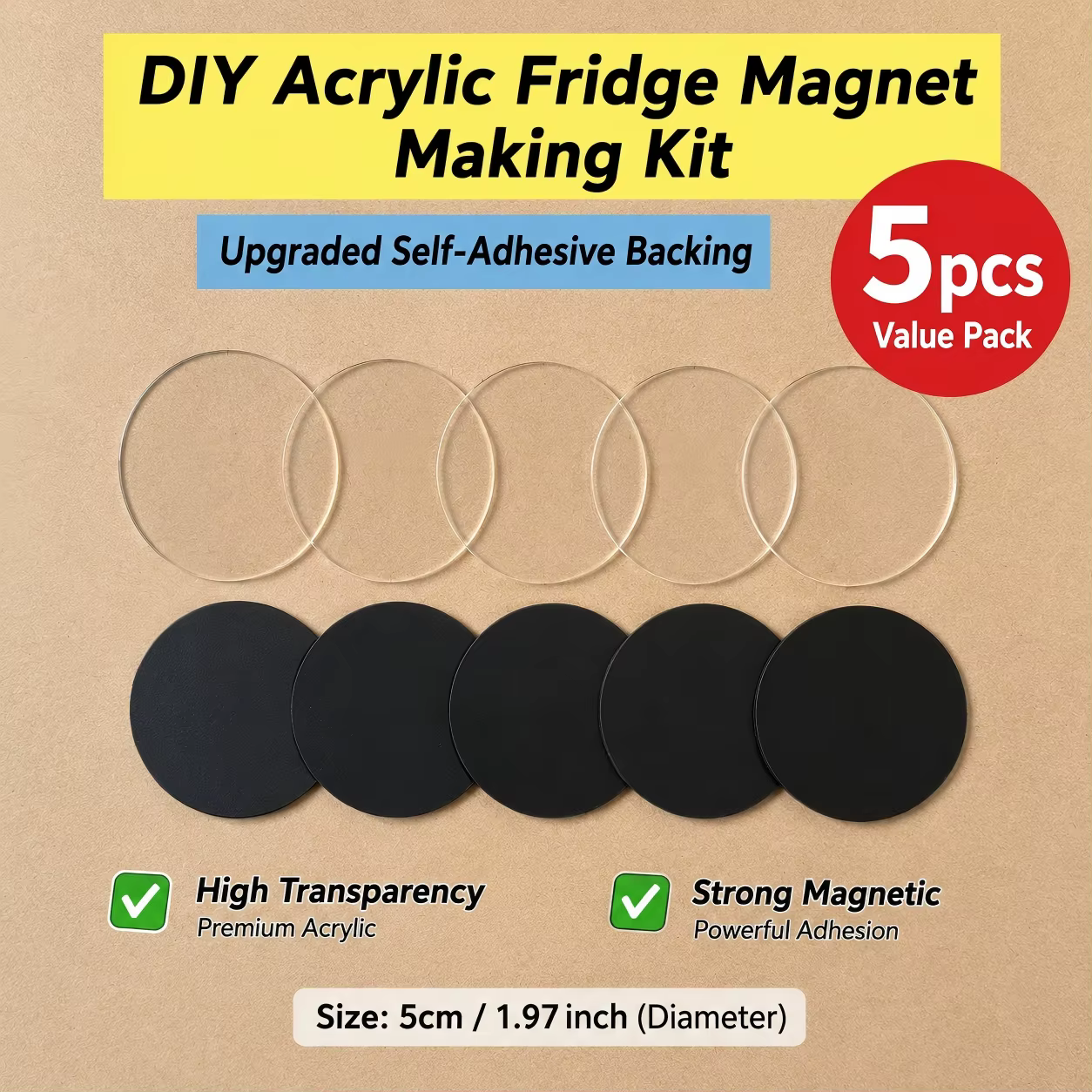 Kit d'aimants magnétiques réutilisables en acrylique faits à la main pour la décoration du réfrigéra