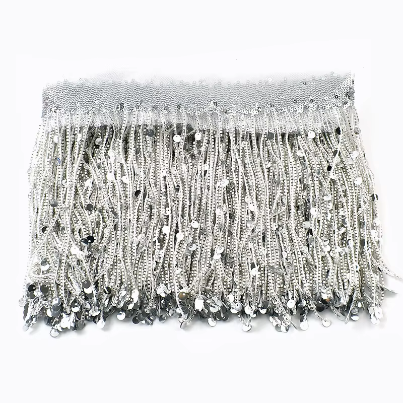 Glands à franges à paillettes pour rideau, robe latine, garniture en dentelle perlée, décor, franges