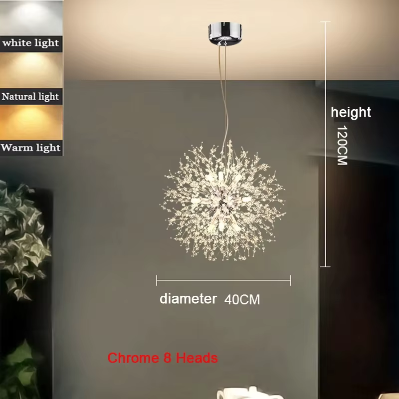 Lustre pissenlit doré moderne et luxueux, salon, salle à manger, chambre à coucher, étoile, boule de