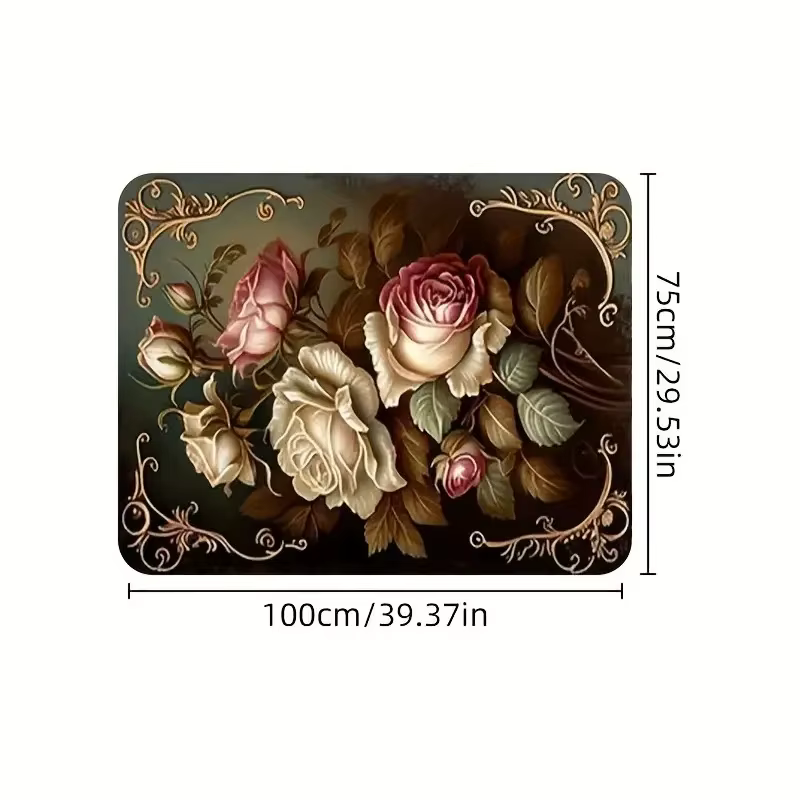 Tapis de coffre de voiture universel, tissu en fibre de polyester, motif de fleurs roses imprimé, ta