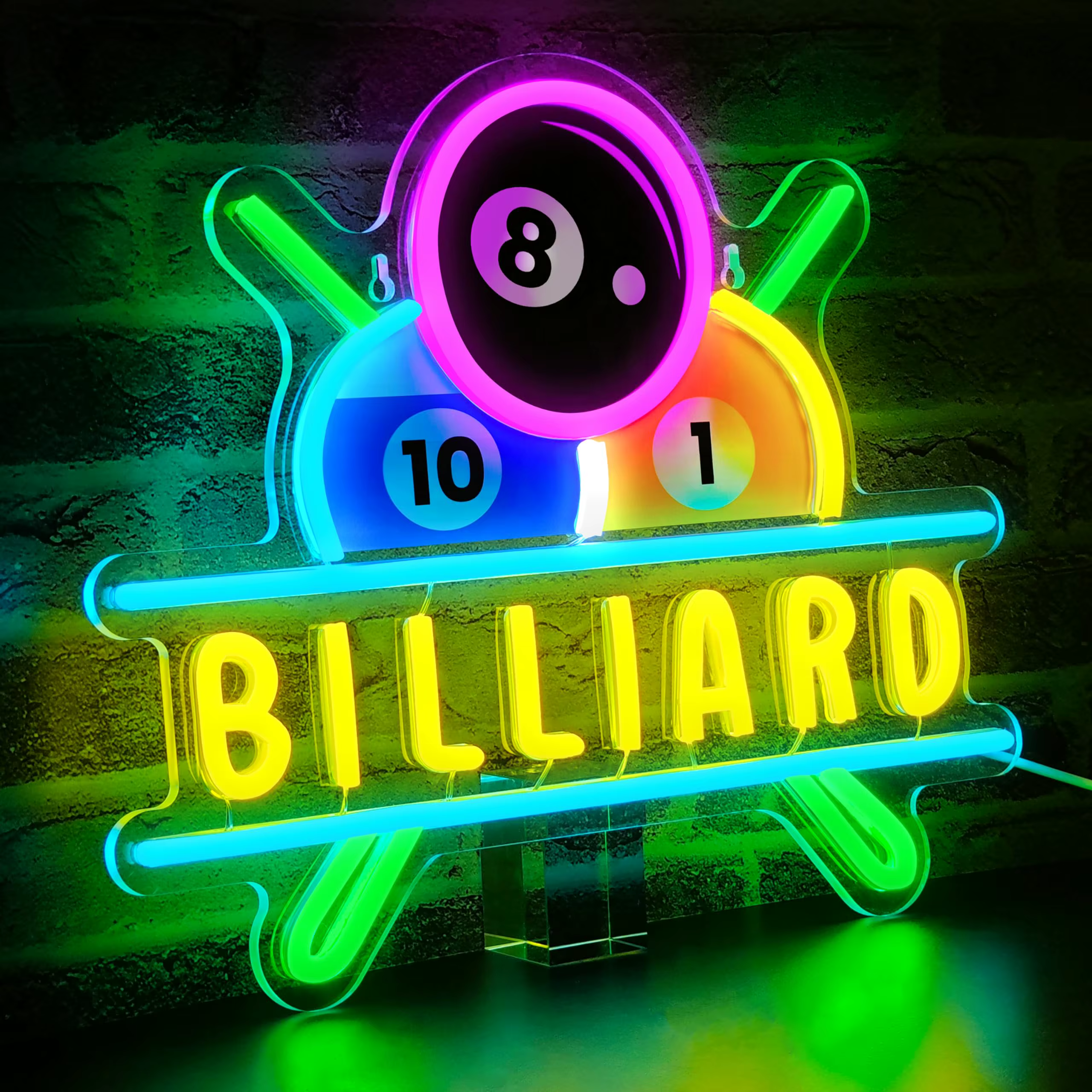 Enseigne au néon pour Table de billard, avec interrupteur à intensité variable, éclairage LED pour s