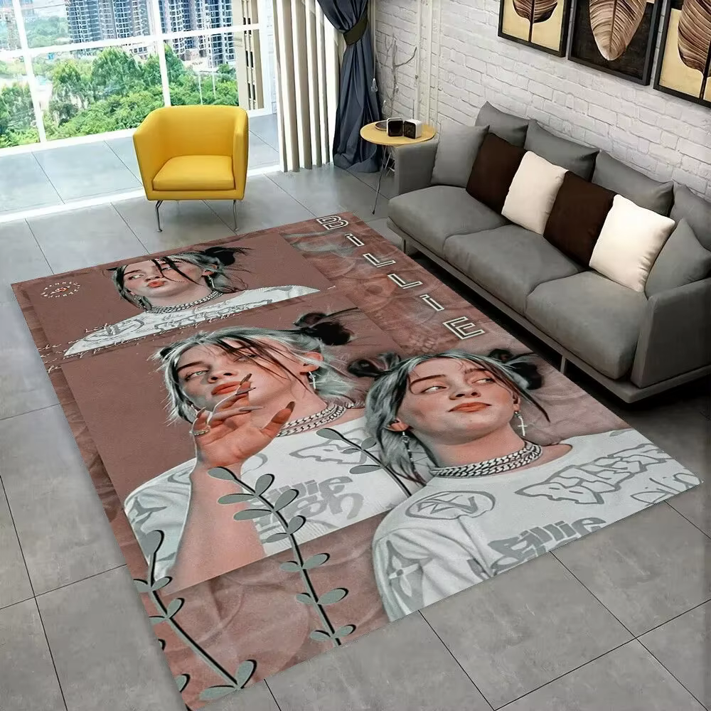 Tapis de sol antidérapant Billie Eilish Star de la mode pour chambre d'enfant, chambre à coucher, sa