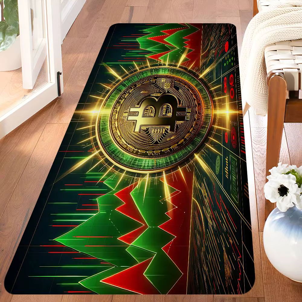 Tapis d'entrée Bitcoin, style nordique, tapis de sol pour la maison, tapis de salle de bain et de to
