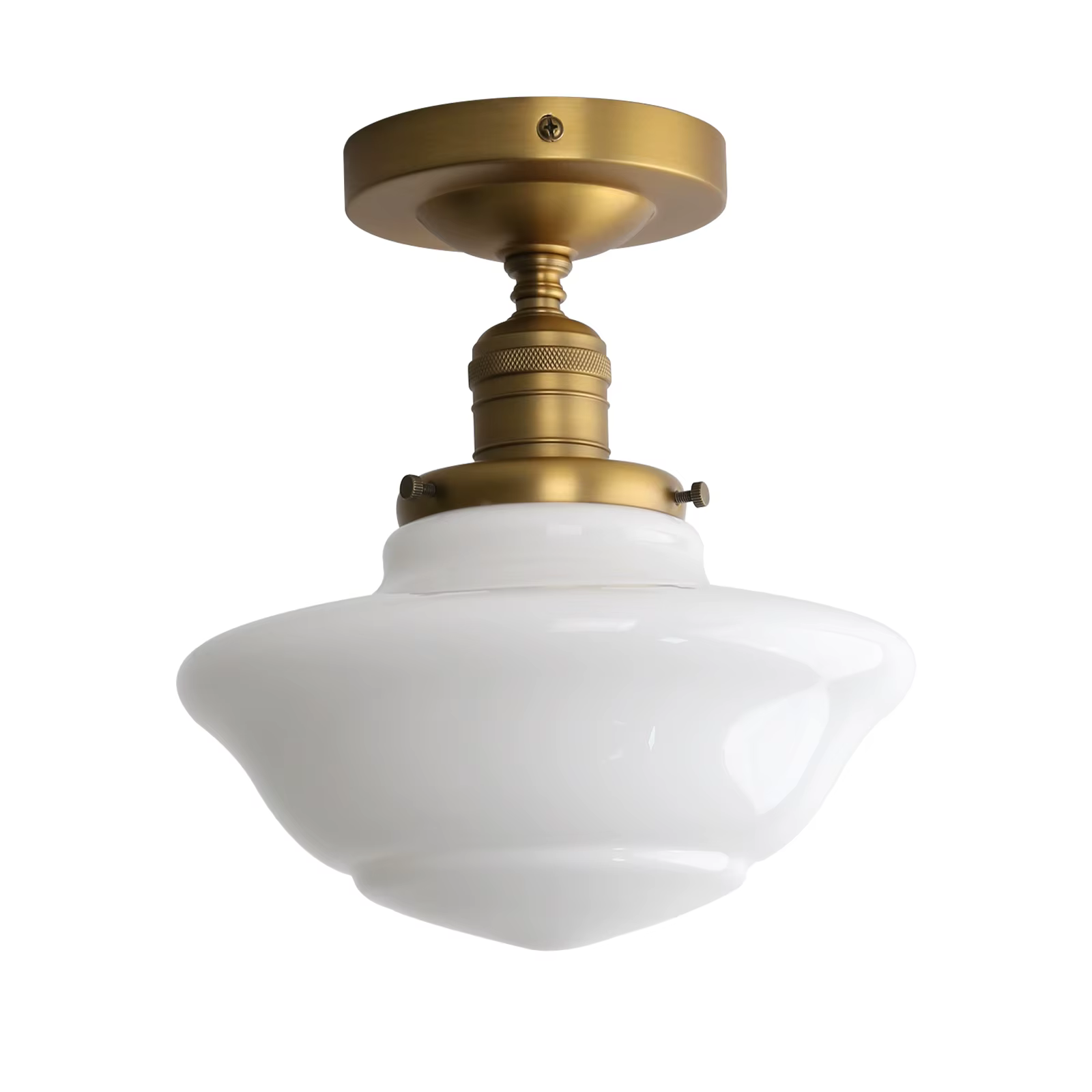 Plafonnier empotrable vintage Permo avec abat-jour en verre blanc lait, pour couloir, hall, loft, sa