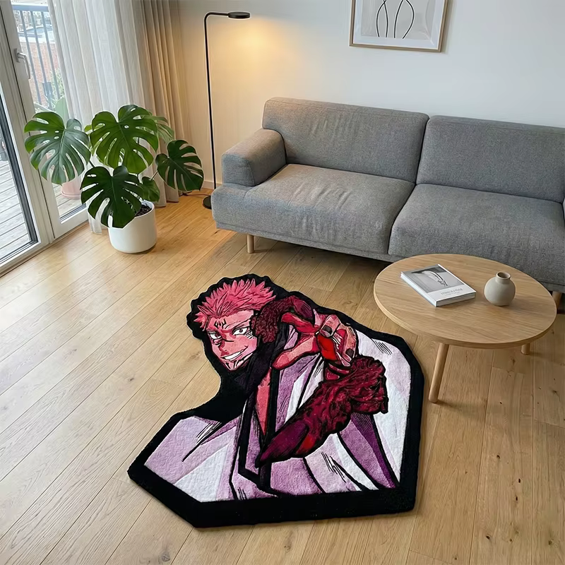 Tapis Jujutsu Kaisen Sukuna en polyester, tapis de sol pour salon, chambre à coucher, décoration de 