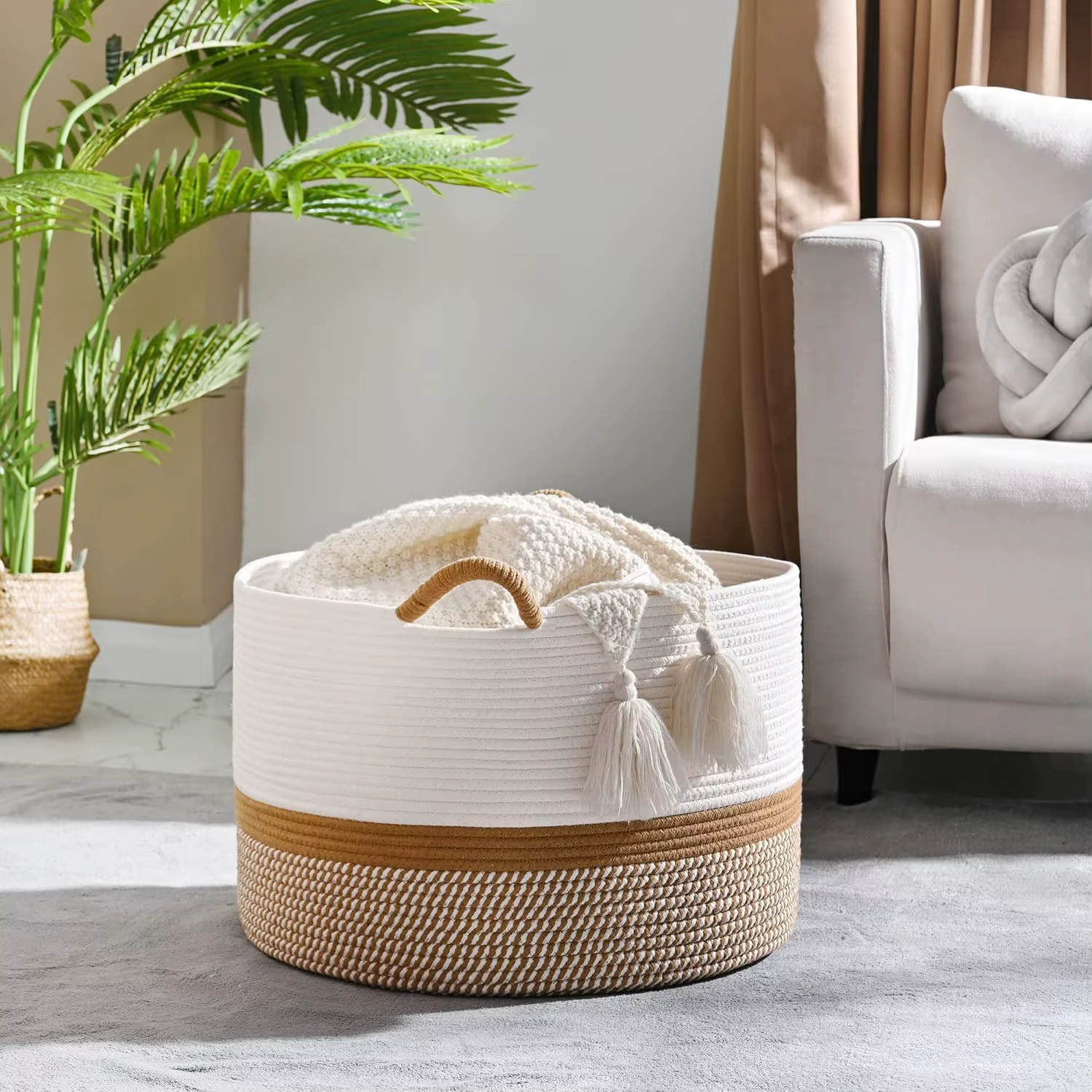 Grand panier à couverture, paniers tissés pour le rangement, panier à linge pour bébé, panier à couv