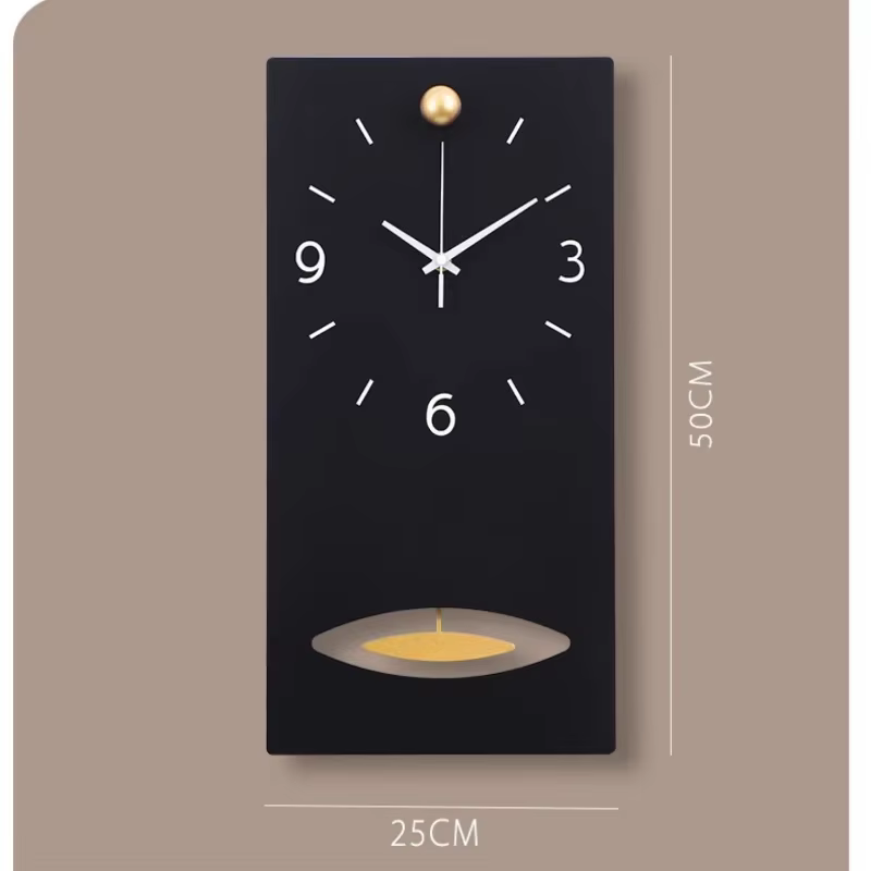 Longue horloge murale silencieuse en métal, décoration de salon moderne, montre-bracelet verticale à