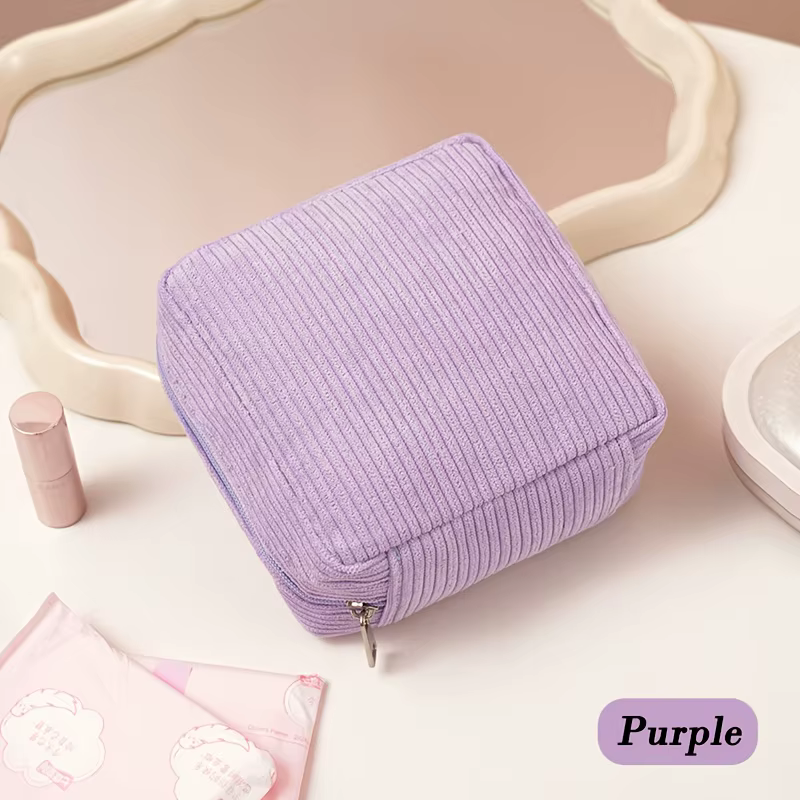 NOUVEAU Sac de rangement pour serviettes hygiéniques en tissu peluche épais, une mini pochette de ra