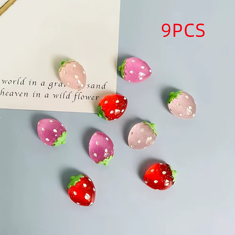 Aimant décoratif fraise mignon 9 pièces, adapté à la décoration de cuisine, décoration de la maison,