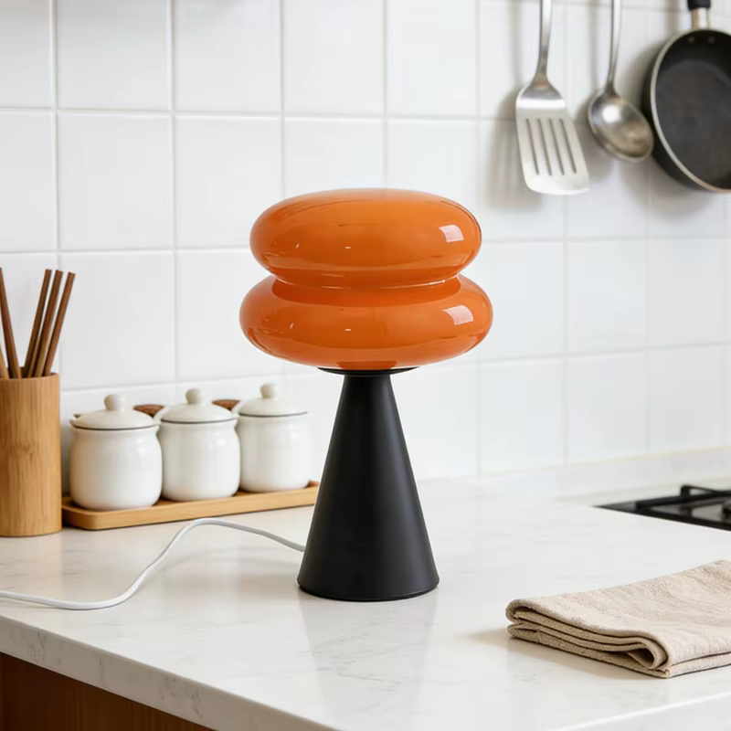 Lampe de table Macaron en verre de Murano, lampe de chevet minimaliste Bauhaus, lampe de bureau déco