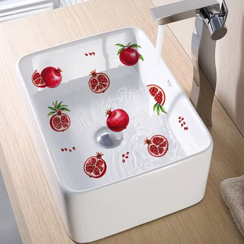 Autocollants floraux pour lavabo de salle de bain, autocollants décoratifs amovibles, auto-adhésifs,