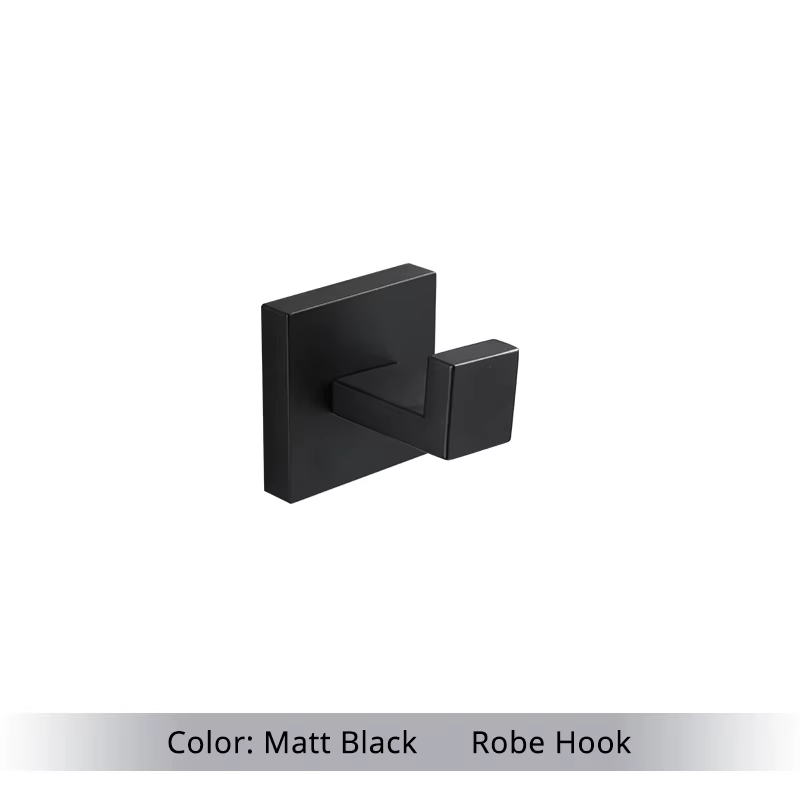 Ensemble de matériel de salle de bain, accessoires, étagère noire mate, crochet pour Robe, porte-ser