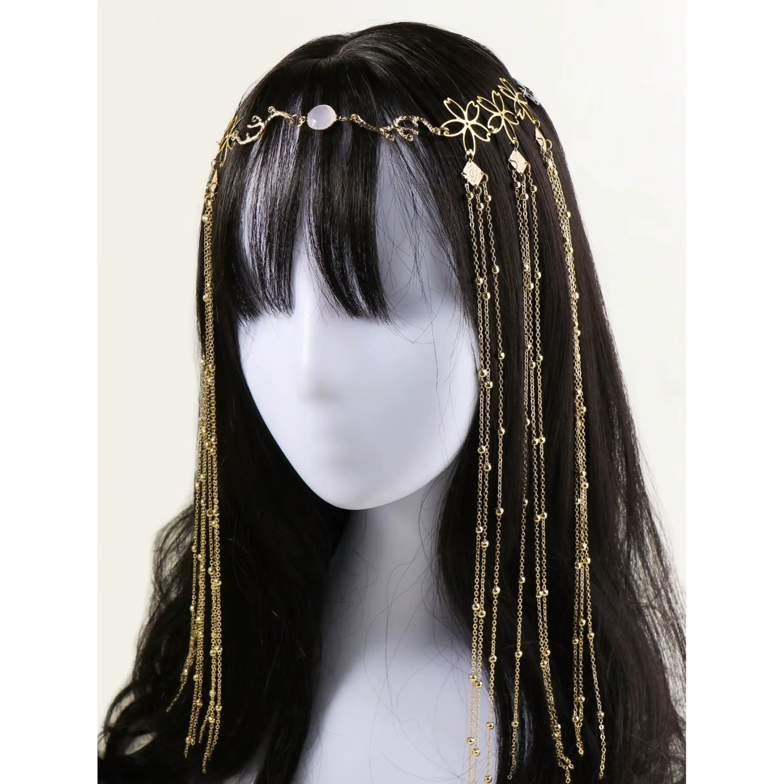 Chaîne de tête à pampilles dorées, 1 pièce, bijoux de cheveux floraux Vintage Boho pour femmes, acce