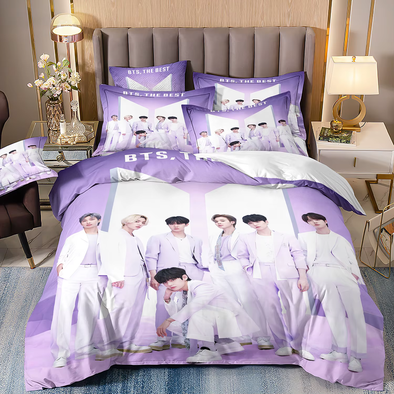 Parure de lit Kpop BTS Stor Boy Group, ensemble de literie pour toutes les saisons, 3 pièces, housse
