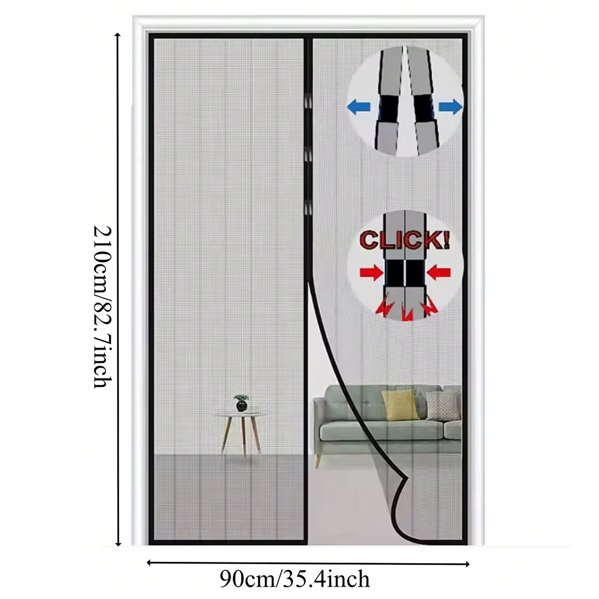 Moustiquaire anti-moustiques de 210 cm pour fenêtre, moustiquaire de porte à fermeture automatique, 