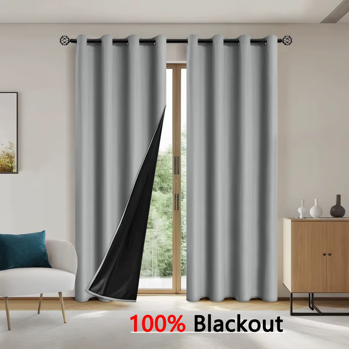 1pc couleur unie ombrage complet et protection solaire 100% rideaux occultants, rideaux d'ombrage po