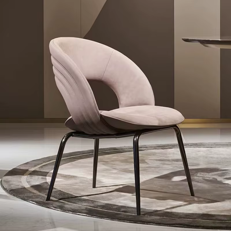 Chaise de salle à manger minimaliste de luxe léger, chaise de négociation moderne avec dossier pour 