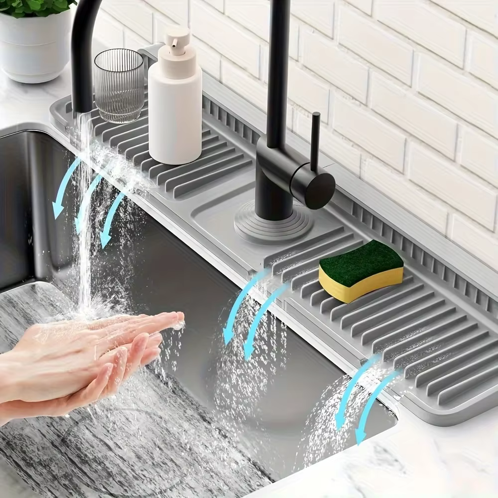 Évier de cuisine anti-éclaboussures avec 7 °   Conception de pente, drain rapide, fixation encliquet