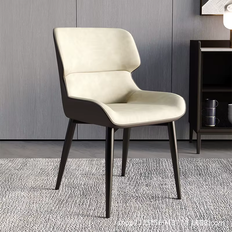 Chaise de salle à manger de luxe légère et exquise, style nordique moderne, simple, avec coussin hau
