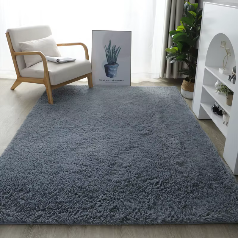 Tapis blanc en peluche, décoration de salon, Moelleux Lea Optics, Tapis de chambre à coucher, Sol an