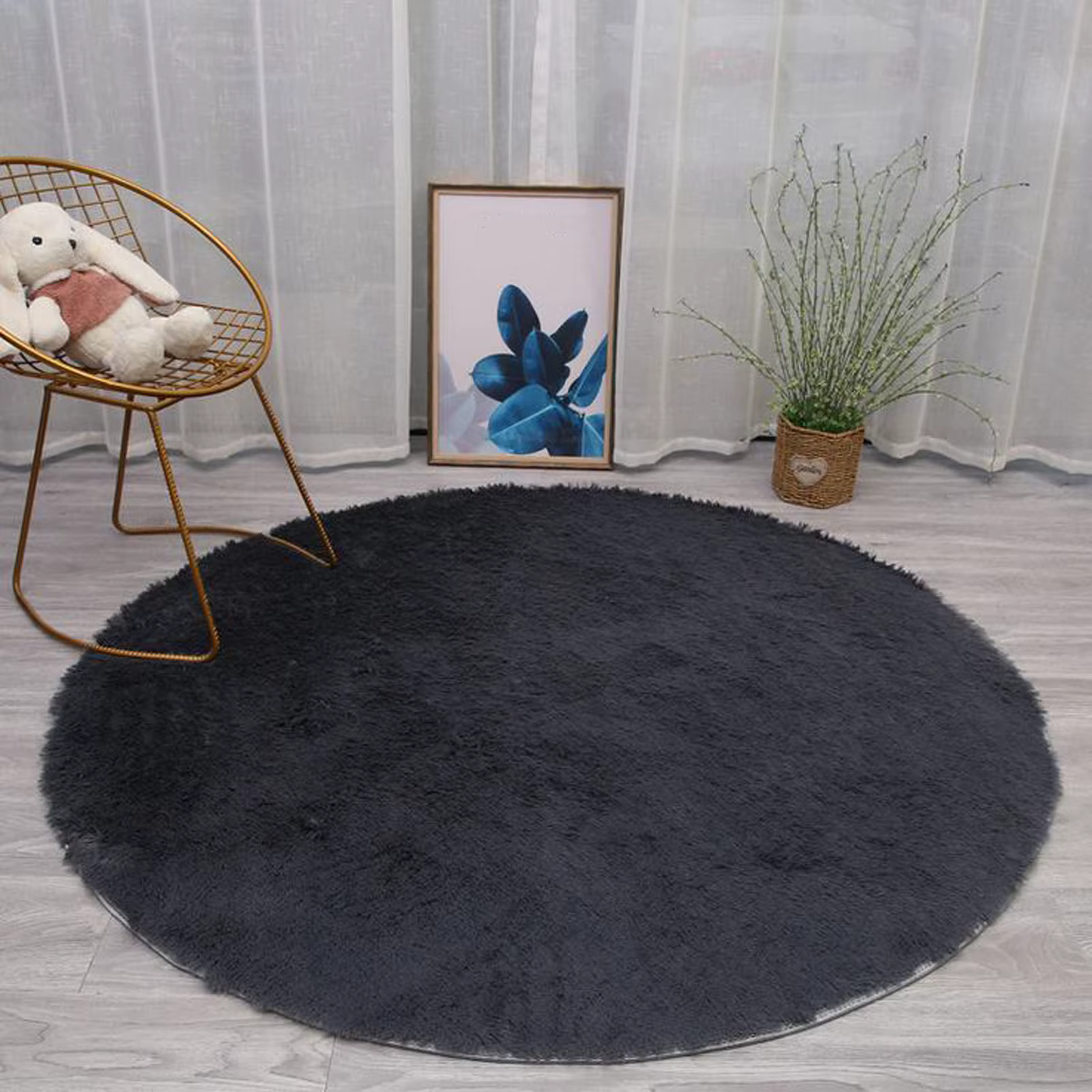 Tapis en peluche imitant le cuir de laine pour tapis antidérapant de chambre à coucher, doux, confor