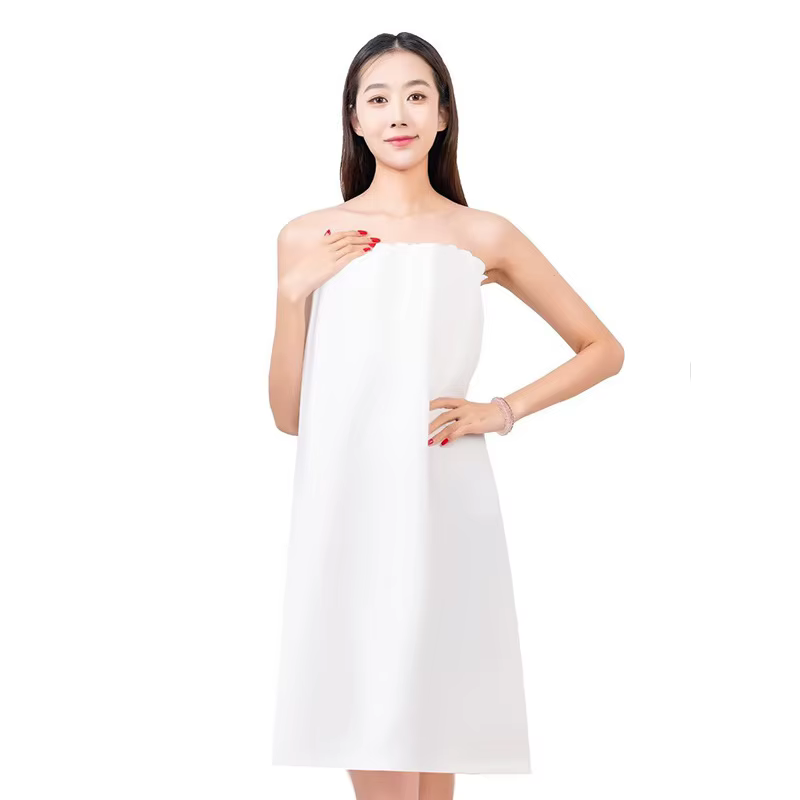 Robe de bain en coton à col rond, absorbante, pour femme, couleur unie, confortable