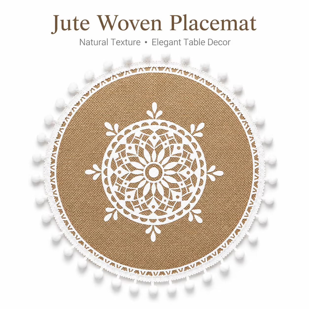1 pièce Set de table rond tressé en jute, résistant à la chaleur, fait main, pour la décoration de t