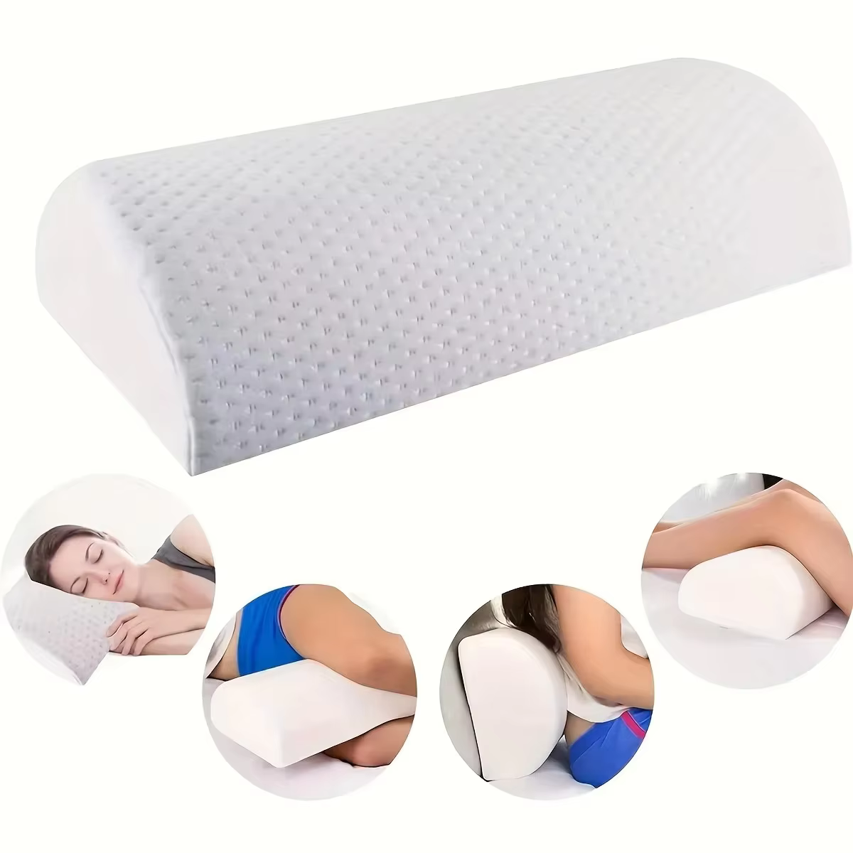 Coussin de soutien en mousse à mémoire de forme demi-lune multifonctionnel pour les jambes, les geno