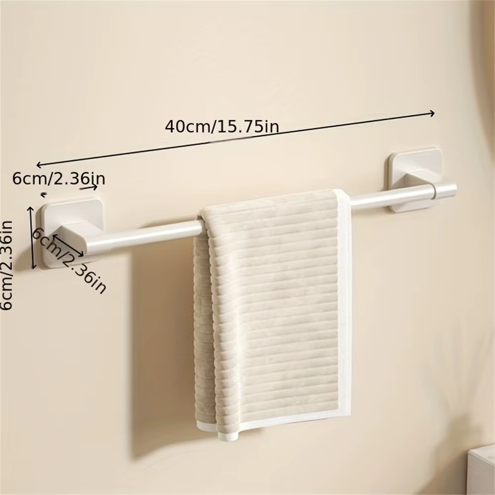 1 barre porte-serviettes murale blanche non perforée pour salle de bain, taille 40-60 cm, support de