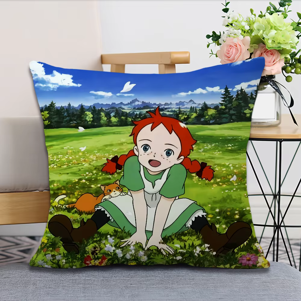 Housse de coussin douce et confortable, motif dessin animé Manga Anume A-Anne of Green Gables, pour 