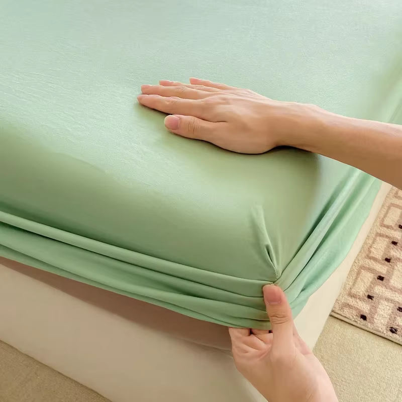 Drap-housse 100% coton avec bande élastique 360, couvre-lit pour simple, Double, King, Queen Size, h