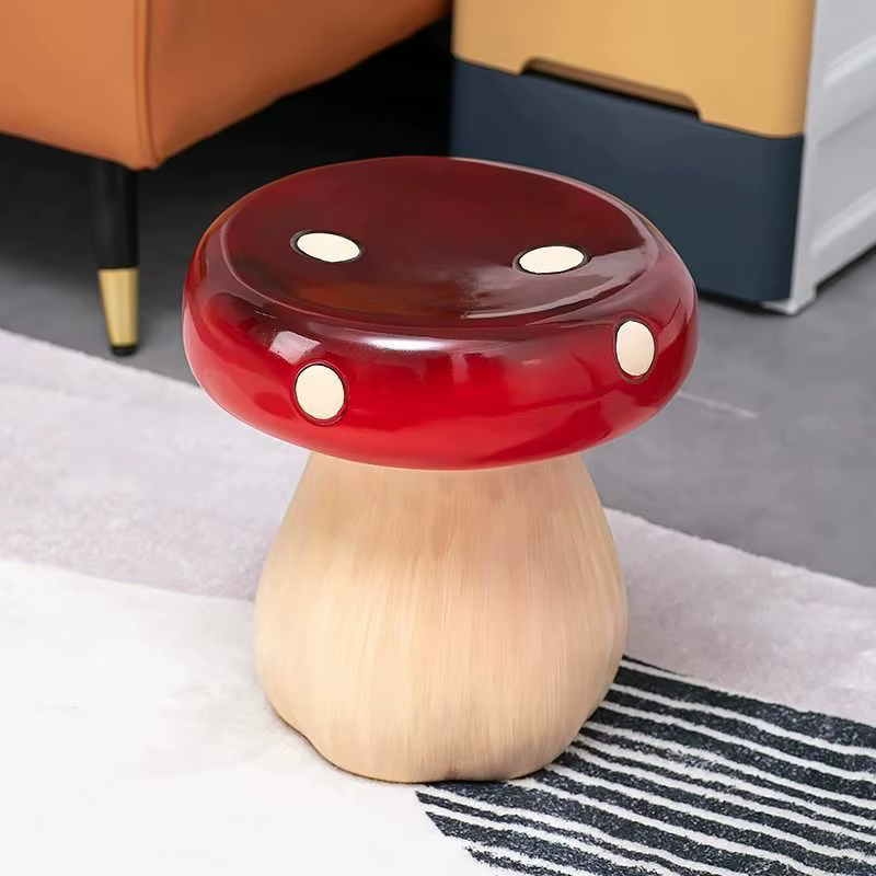 Banc à chaussures en forme de champignon, tabouret d'entrée, petit pouf, siège bas, table basse, rep
