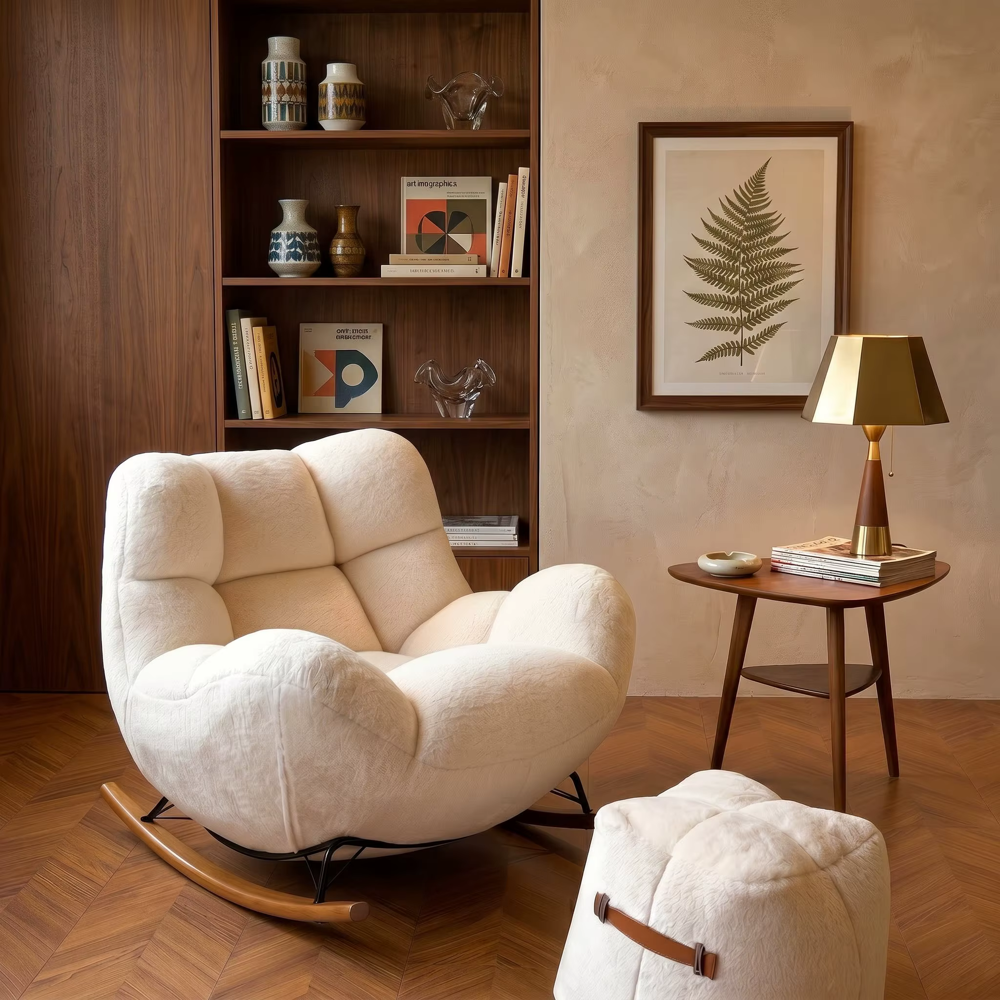 Fauteuil à bascule ergonomique de style nordique pour salon, chaise de bureau paresseuse, Poltronas 