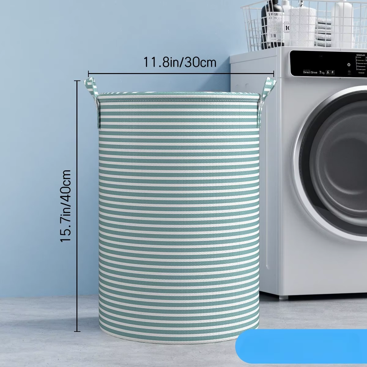 Panier à linge pliable minimaliste rayé, organisateur de rangement pliable multi-usage pour salle de