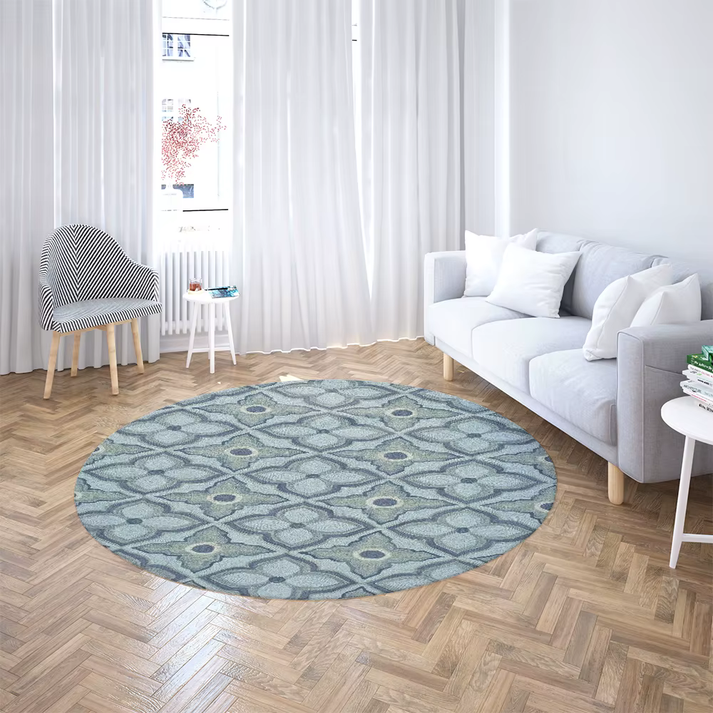 Tapis circulaire vintage à motif floral losanges, antidérapant, imprimé géométrique, pour entrée, sa