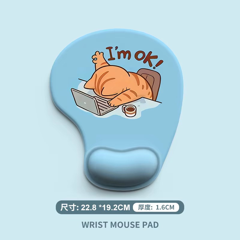 Tapis de souris Animal de dessin animé mignon, en Silicone souple, confortable, Support de poignet, 